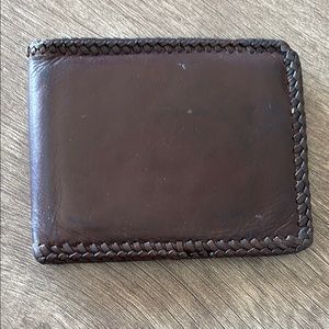 Stetson Brown Leather Key Card Holder with Braided Edging
